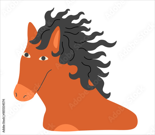 horse's portrait in doodle style in vector. element for decor postcard design print sticker animation poster background