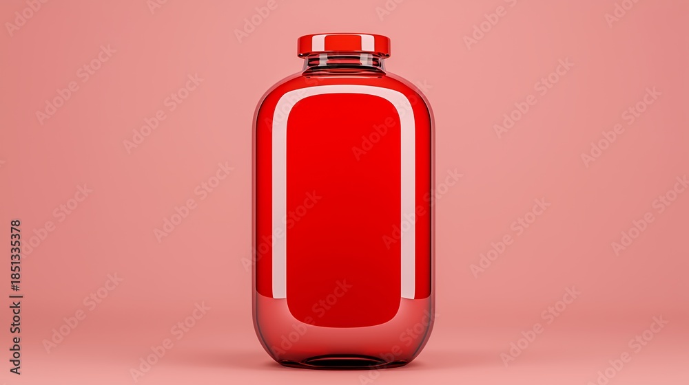 Obraz premium Red Plastic Bottle Mockup on Pink Background