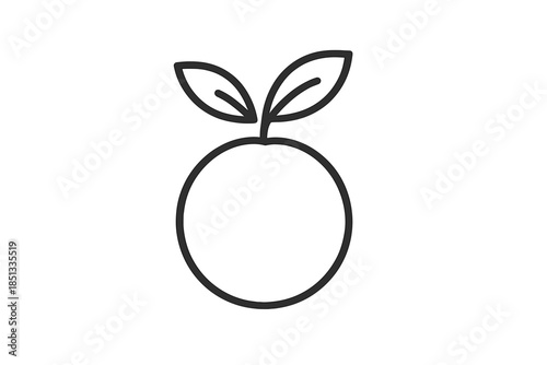 Fresh Produce Icons. Line style icons of Fresh Produce: small fruit circle, curved leaf pair, natural shape, subtle stem, clean