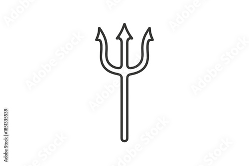 Minimal Trident Icons. Line style icons of Trident: three-prong trident, long handle, pointed tips, curved fork, simple shaft,
