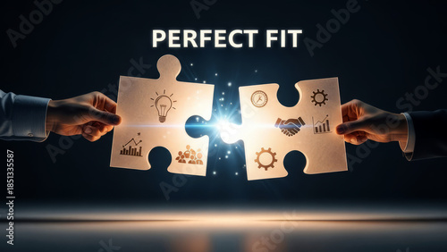 Business partnership coming together in perfect fit