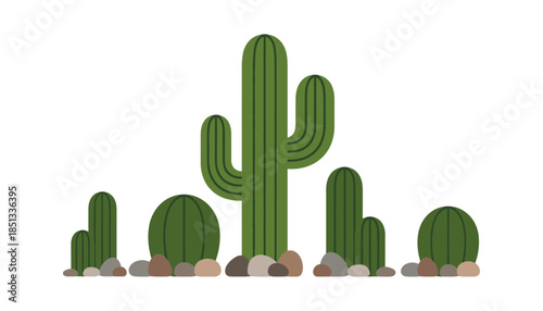 Cactus silhouette set of vector illustrations design, Various isolated  cactus logo shapes in black on white background, line art cactus desert flower character symbol, icon and sketch imitation