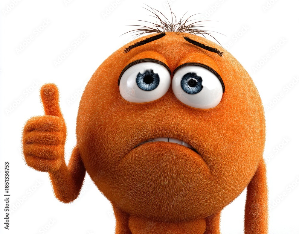 Naklejka premium Orange character with thumbs up gesture.