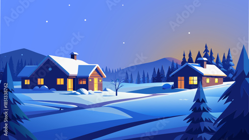 Landscape, winter, snow panorama, background, nature, trees, spruce, coniferous trees, thawed areas, houses, sky, scenery, frost, freshness, relaxation, snow, mountain, cold, mountains, forest, ice, t