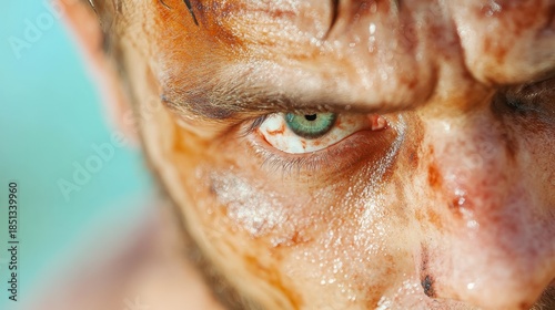 Portrait of a terrifying zombie man full of horror and dread