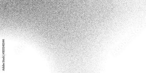 Grain noise of black irregular dots and grainy halftone fade effect with sand dust. Abstract grunge texture effect, scratch and dust particle grain. Rough grunge sand dots backdrop Gritty distressed