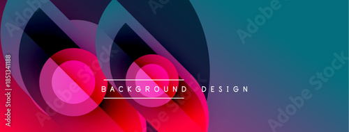 Abstract colorful layers create dynamic background. Gradient shades blend, forming modern visual effect. Design feels energetic, vibrant.