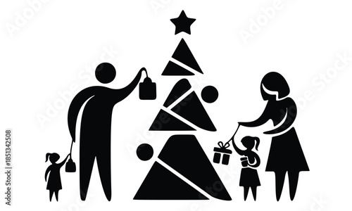 Merry Christmas Tree with family