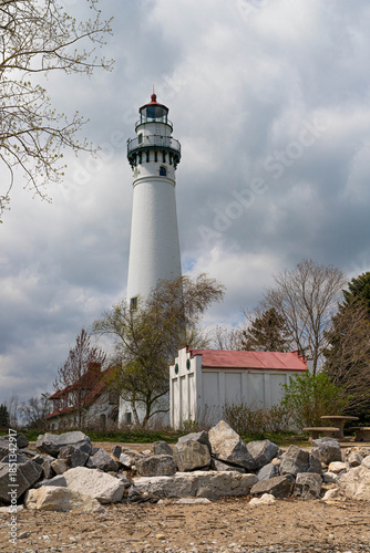 lighthouse on the coast of lake Michigan