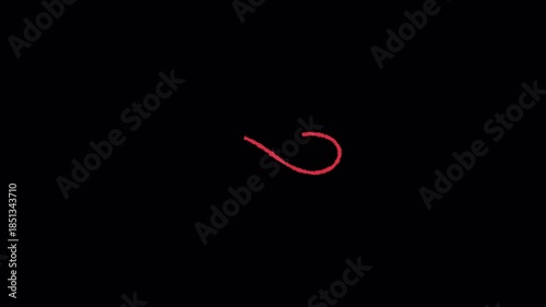 Video. Infinity symbol. Eternity concept. Mathematical symbol seamless pattern drawn in red chalk, pencil for modern design. Animation on a transparent background. 4K.