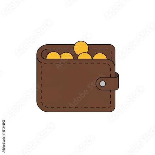 Brown Wallet Filled with Golden Coins for Finance and Wealth Management Concept