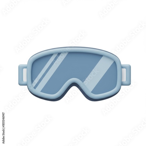 Blue Ski Goggles Isolated on White Background for Winter Sports Protection