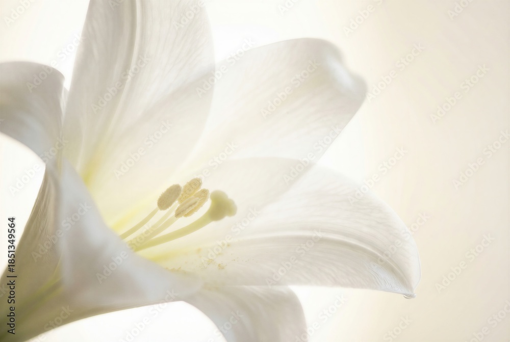 Obraz premium Single White Lily Flower Macro With Soft Backlighting