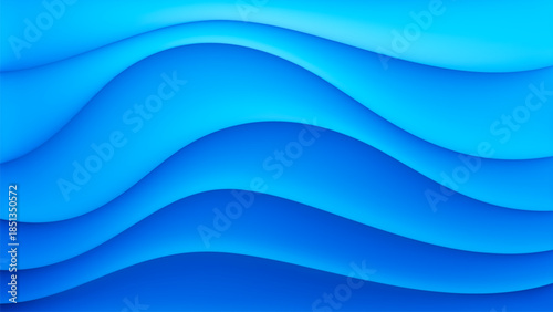 Smooth ocean waves flow in deep blue gradient full of depth and harmony. Peaceful calming fresh and tranquil abstract background with fluid design inspired by ocean waves and the serenity of water