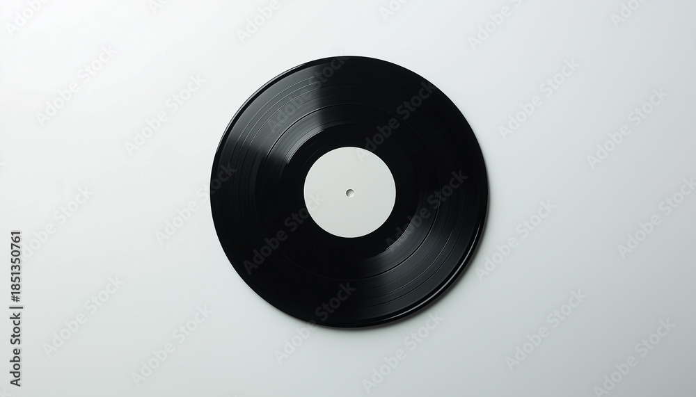 Obraz premium Blank vinyl record cover mockup with black disc on a clean white background.