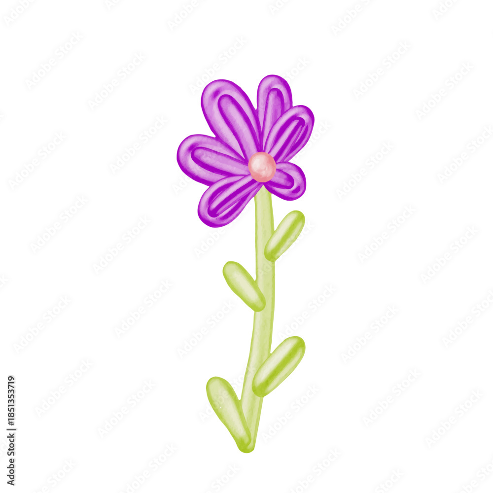 Naklejka premium Colorful, abstract flower, decorative botanical elements. Vector graphics.