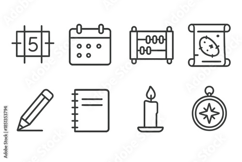 Destiny Numbers Icons. Line style icons of Destiny Numbers: Number Significance, Birthday, Symbolic Meaning, Math; Calendar,