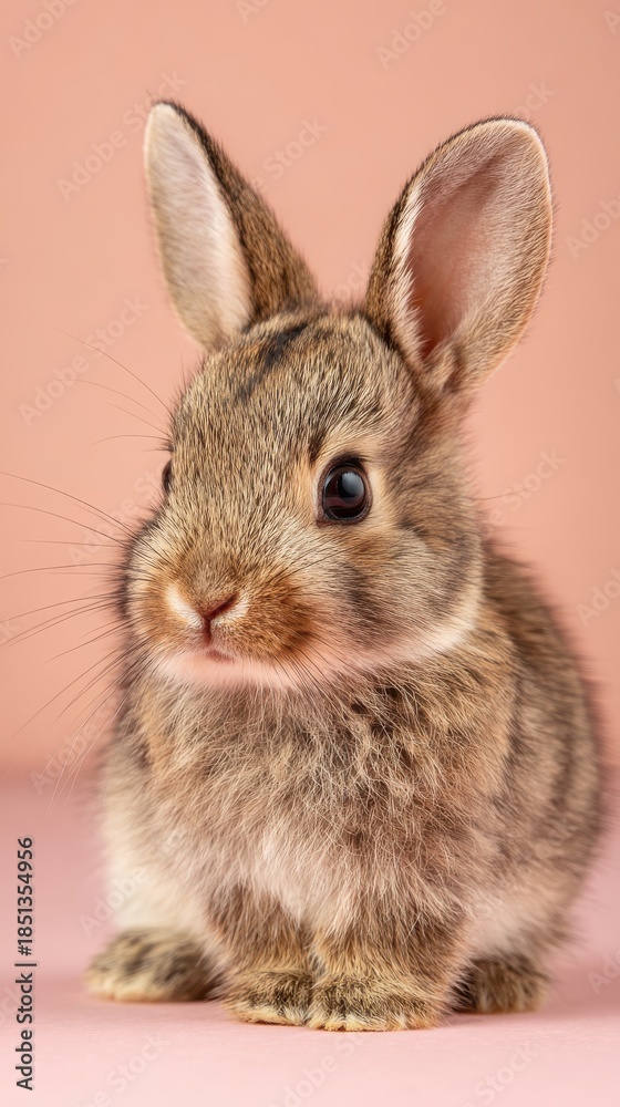 Fototapeta premium cute baby bunny stock hero image, simple pastel background, copy space