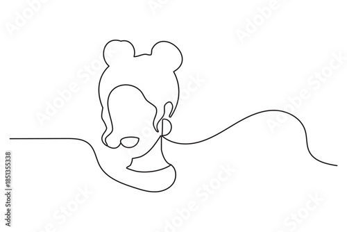 Hand Drawn Woman Face One Line Art Minimalist Vector Sketch