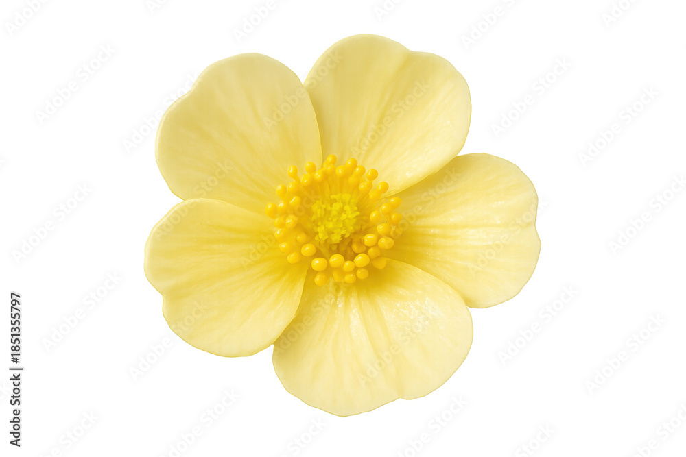 Fototapeta premium Yellow buttercup flower blooming, isolated on transparent background, symbolizing spring and beauty