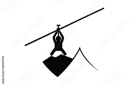 zip line icon vector silhouette