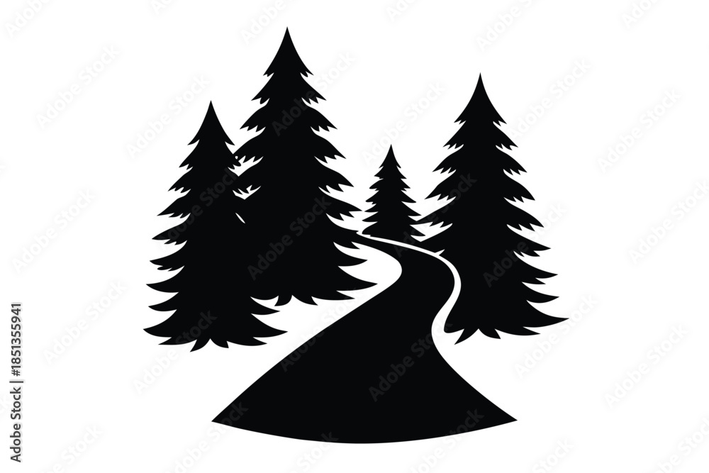 Obraz premium forest trail icon vector silhouette