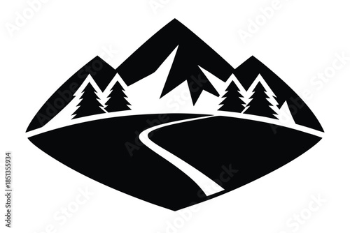 hiking trail icon silhouette vector icon