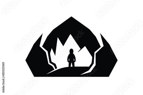 cave exploration icon vector silhouette