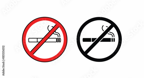 Graphic illustration of two no smoking signs with cigarette symbols on white background