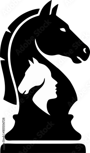 Chess Knight Horse Negative Space Strategic Logo Design