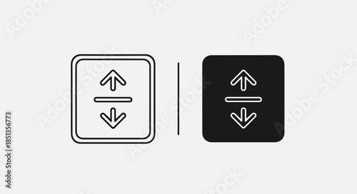 Black and white icons of up and down arrows on a plain background, illustrating contrast.