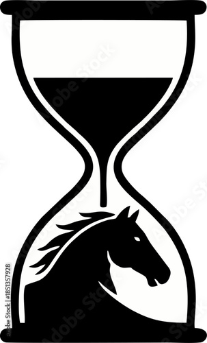 Hourglass Time Horse Negative Space Conceptual Vector Logo