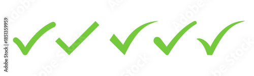Green check mark icons, correct or approved badge icon vector illustration