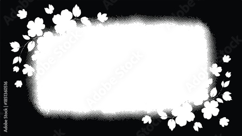 Minimalist White Floral Frame on Sky Blue Textured Background, Organic Botanical Illustration with Copy Space for Eco-Friendly Branding and Natural Skincare