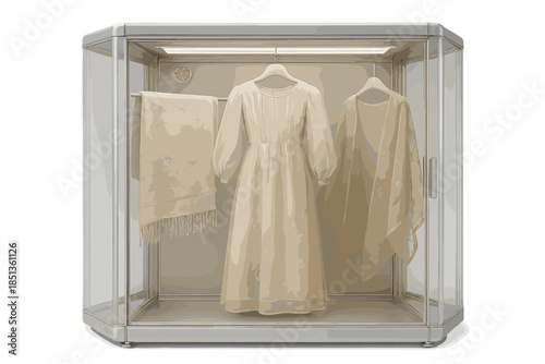 Textile Preservation Chamber. a transparent textile preservation chamber keeping delicate fabrics under balanced humidity and