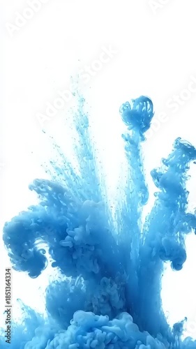 Abstract Blue Ink Explosion in Water Slow Motion.