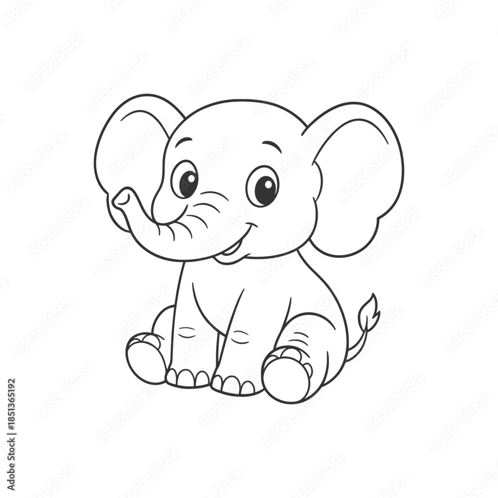 Fototapeta premium Cute cartoon elephant with happy smiles