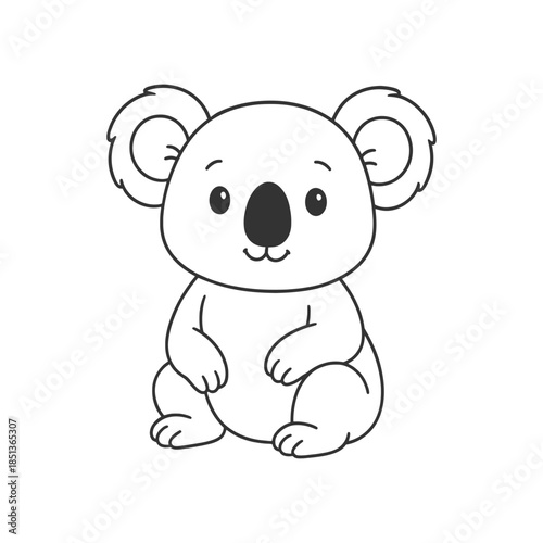 Cute cartoon baby koala playing happily in a simple vector illustration