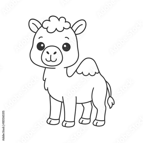 Cute cartoon camel character smiling happily