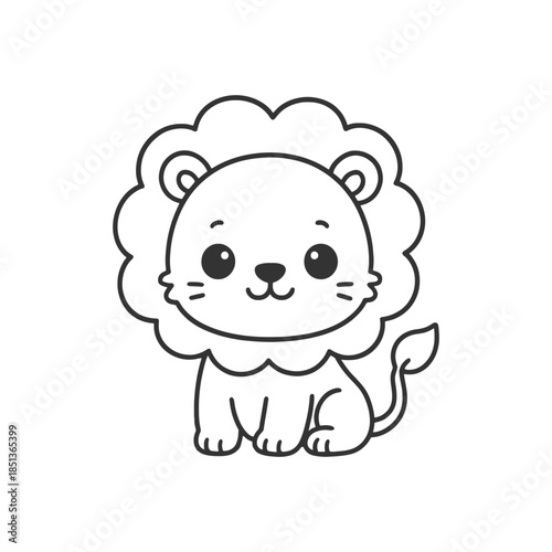A cute lion character sitting  a funny cartoon vector art for a kid or baby boy childhood toy