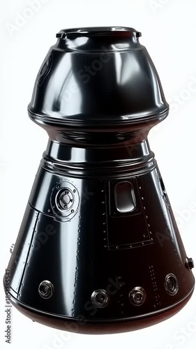 Detailed View of a Shiny Black Rocket Engine Nozzle Component.