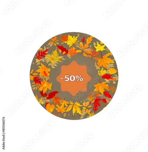 Round sign Autumn Sale - 50 percent.