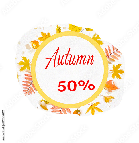 Round sign Autumn Sale - 50 percent.