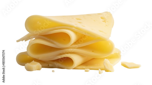 Tableau sur toile Swiss cheese slices isolated PNG on transparent background, delicious dairy prod