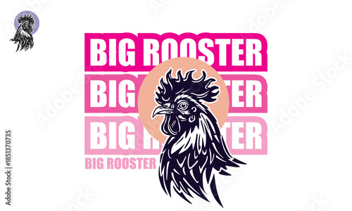 BEST BIG ROOSTER HEAD LOGO, silhouette of strong male chicken vector illustrations
