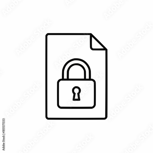 Secure document with locked padlock icon for protection
