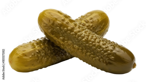 Foto Two pickled cucumbers isolated PNG on transparent background, fermented dill pic