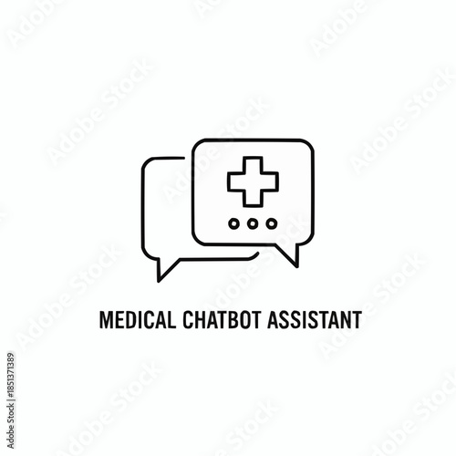 Medical chatbot assistant with speech bubbles and cross symbol