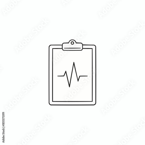 Medical clipboard with ECG heartbeat line graph on paper