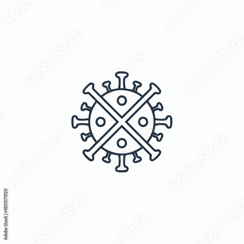 Covid-19 virus symbol with crossed bones on white background